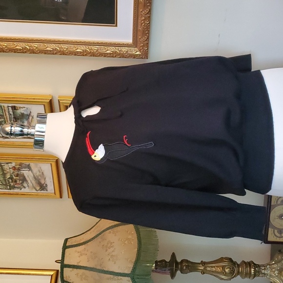 Belle Poque Sweaters - 40s - Vintage Style - Sophisticated Toucan Black Sweater